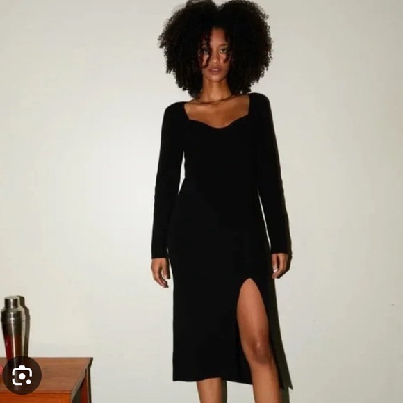 Oak and Fork Ribbed Black Bodycon dress, XS - Picture 1 of 5